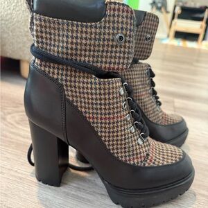 Veronica Beard Black and Brown Heeled Boots